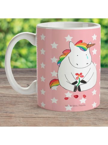 Mr. & Mrs. Panda Teebecher Einhorn Traurig ohne Spruch in Rot Pastell