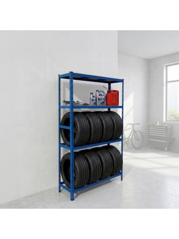 relaxdays Reifenregal in Blau - (B)110 x (H)180 x (T)40 cm
