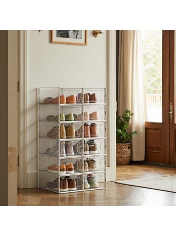 SONGMICS 12er-Set: Schuhbox Dennys in Transparent-Weiß - (B)23 x (H)14 x (T)33.3 cm