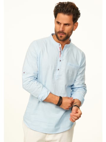 behype Langarmhemd - aus Leinen im Regular-Fit Tunikahmed in Hellblau