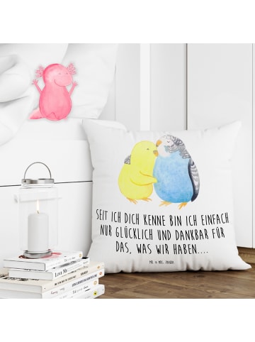 Mr. & Mrs. Panda kuschelkissen 40x40 Wellensittich Liebe mit Spruch in Weiß