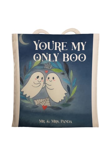 Mr. & Mrs. Panda Jutetasche Gespenster  Liebe  Design mit Spruch in Weiß