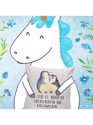 Mr. & Mrs. Panda Kopfkissen Pinguine Einschlafen mit Spruch in Grau Pastell