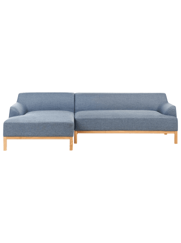 Beliani Ecksofa SOSJO in Blau/Braun - (W) 251 x (H) 74 x (L) 132 cm