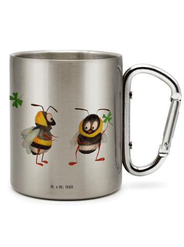 Mr. & Mrs. Panda Campingtasse Hummeln Kleeblatt ohne Spruch in Silber