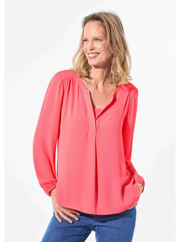 GOLDNER Bluse mit Tunika Ausschnitt in koralle