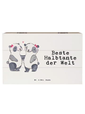 Mr. & Mrs. Panda Holzkiste Panda Beste Halbtante der Welt mit Sp... in Weiß