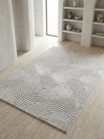 KADIMA DESIGN Teppich Kurzflor Waschbar 3D ILLER Strapazierfähig OEKO-TEX in Silber
