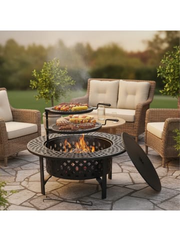 relaxdays Feuerschale in Schwarz - (H)71 x Ø 92 cm