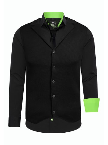 Rusty Neal Hemd mit Weste und Krawatte in Schwarz / Grün