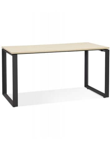 KADIMA DESIGN Gerader Schreibtisch aus Holz und Metall | Minimalistisch in Beige-Schwarz