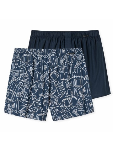 Schiesser Web-Boxershorts 2er Pack in Dunkelblau/Weiß