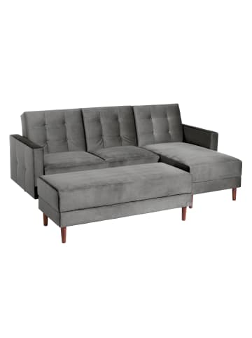 58 aufm Kessel FUNKTIONSSOFA mit Hocker Katunia Samtvelours grau