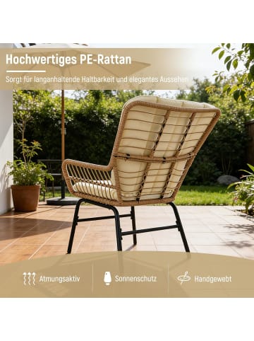COSTWAY 3 tlg. PE-Rattan Gartenmöbel Set in Beige