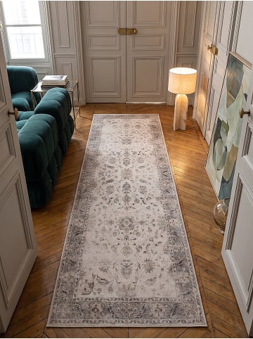 KADIMA DESIGN Teppich Kurzflor waschbar VERNANTE Rosette Esszimmer zeitlos in Beige-Grau