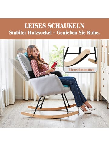 Home Nature Wohnkonzept Schaukelstuhl in Patchwork Schwarz-Blau-Grau 98.5x71x91 cm