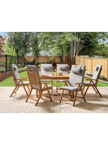 Beliani 7-tlg Gartentisch Set JAVA PREMIUM in Braun/Grau