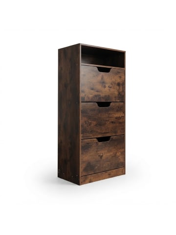 relaxdays Schuhschrank "Industrial" in Dunkelbraun - (B)60 x (H)140 x (T)24 cm
