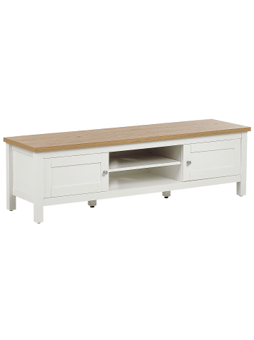 Beliani TV-Schrank ATOCA in Weiß/Braun - (W) 140 x (H) 41 x (L) 39 cm