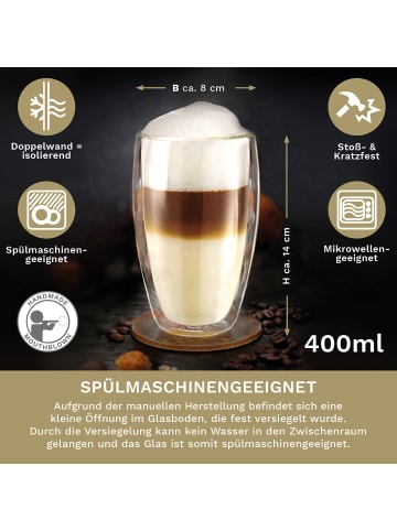 Creano 6er Set Doppelwandgläser s-hoch, 400ml Glas