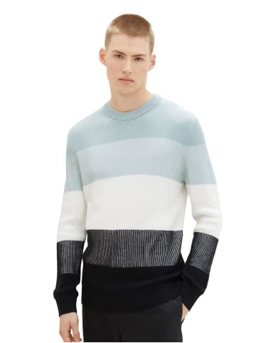 TOM TAILOR Denim Pullover STRUCTURED COLORBLOCK in Mehrfarbig