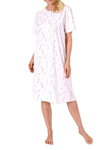 NORMANN Nachthemd kurzarm fraulich Knopfleise am Hals in rosa