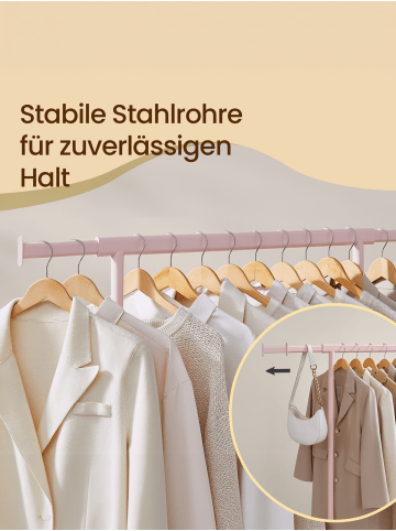 SONGMICS Kleiderständer Pataye in Rosa - (B)45 x (H)161.5 x (T)132 cm