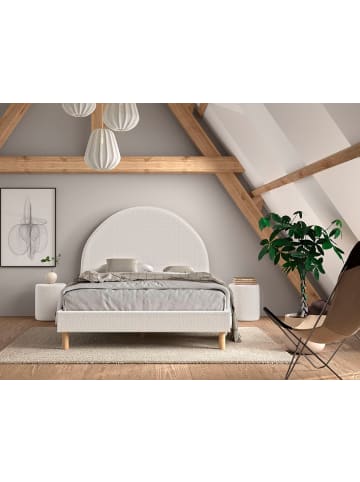 58 aufm Kessel POLSTERBETT mit Hocker Karlotta 147x132x212 aus Holzwerkstoff in Weiß