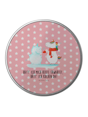 Mr. & Mrs. Panda Zuckerdose Einhorn Schneemann mit Spruch in Rot Pastell