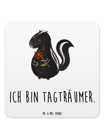 Mr. & Mrs. Panda Tischuntersetzer Stinktier Blume mit Spruch in Weiß