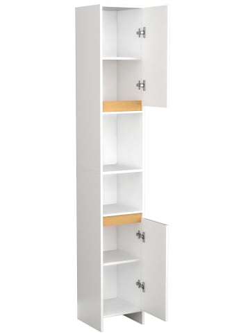VCM Holz Badmöbel Badschrank Hochschrank Malira in Weiß / Honig-Eiche