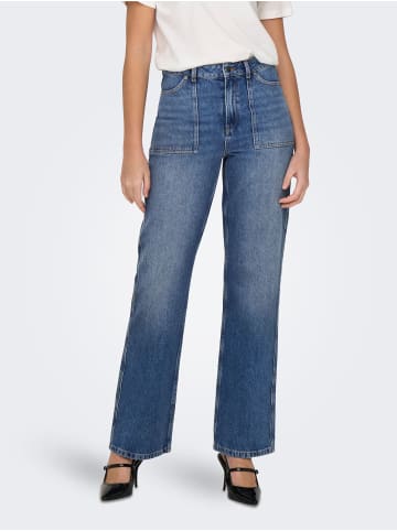 JACQUELINE de YONG Coole Jeans mit Design Taschen Weite Denim Hose in Blau-3