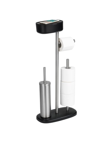 Wenko WC-Garnitur mit Ablage und Stauraum RIVAZZA, 4in1 in Schwarz, 17 x 72 x 32 cm