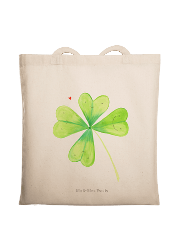 Mr. & Mrs. Panda Tasche Blume Kleeblatt ohne Spruch in Creme