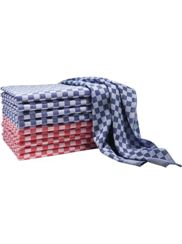 Erwin Müller Baumwolle, Jacquard Geschirrtuch 10er-Pack in Karo rot/blau