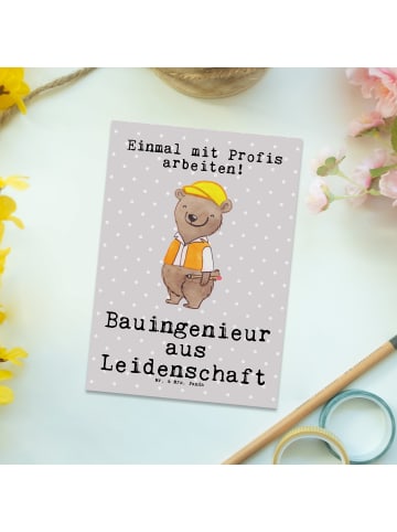 Mr. & Mrs. Panda Grußkarte Bauingenieur Leidenschaft mit Spruch in Grau Pastell