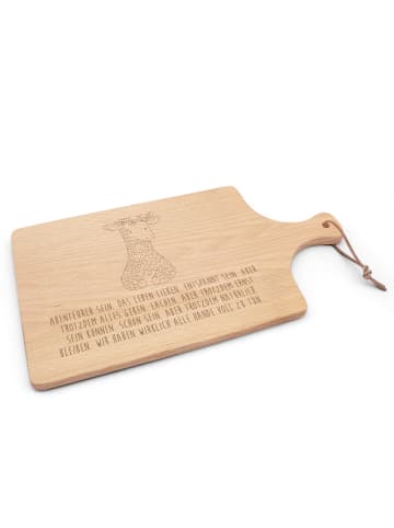 Mr. & Mrs. Panda Schneidebrett Holz Giraffe Blumenkranz mit Spruch in Transparent