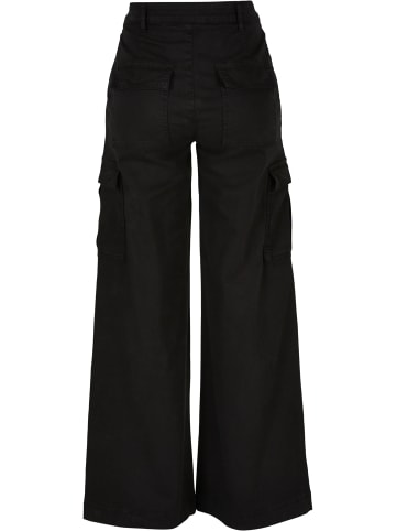 Urban Classics Urban Classics Damen Ladies High Waist Wide Leg Twill Cargo Pants in black