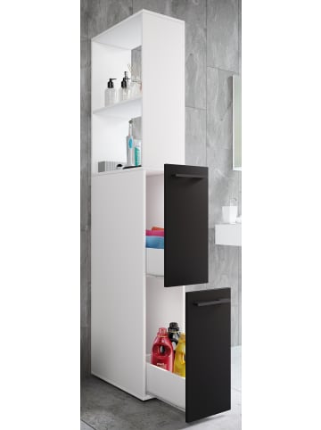 VCM  Holz Badmöbel Nischenschrank Schublade Sadilo XL in Weiß / Schwarz