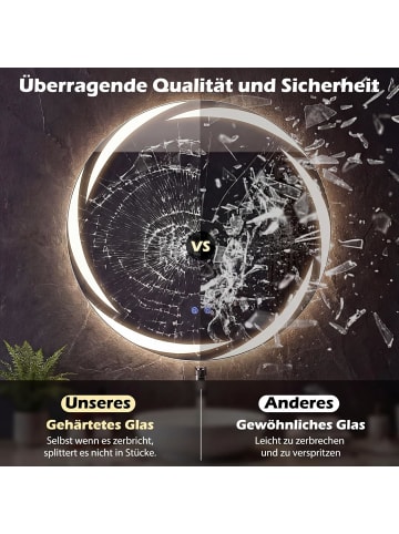 COSTWAY Badspiegel mit Beleuchtung 60cm in Silber