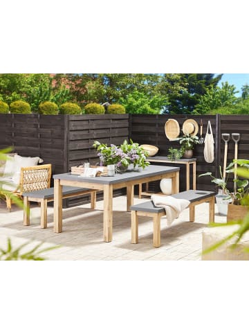 Beliani Gartentisch OSTUNI in Grau/Heller Holzfarbton - (W) 90 x (H) 75 x (L) 180 cm
