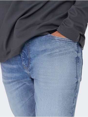 Only&Sons Herren Slim Fit Jeans helle Waschung niedrige Taille in Blau