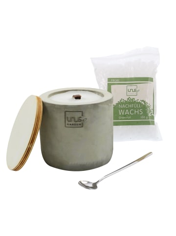 UNUS Outdoorkerze Kerzen quaderförmig 2er Set handgemacht in Grau