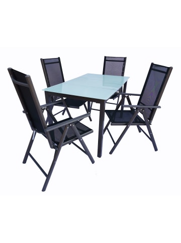 VCM  Alu Glas Gartenset Sitzgruppe Tisch Stühle 140 MA in Anthrazit
