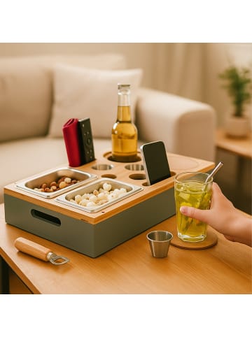 relaxdays Couchbar in Grau/ Natur - (B)40 x (H)8 x (T)26 cm