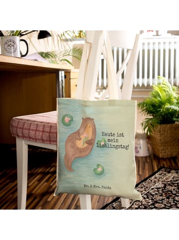 Mr. & Mrs. Panda Tasche Otter Seerose Design mit Spruch in Weiß