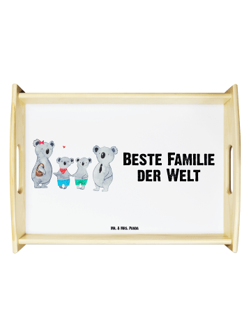 Mr. & Mrs. Panda Holztablett Koala Familie zwei mit Spruch in Weiß
