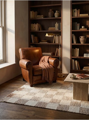 KADIMA DESIGN Teppich Kurzflor Karo Muster, Geometrisch, Wohnzimmer in Beige-Natur