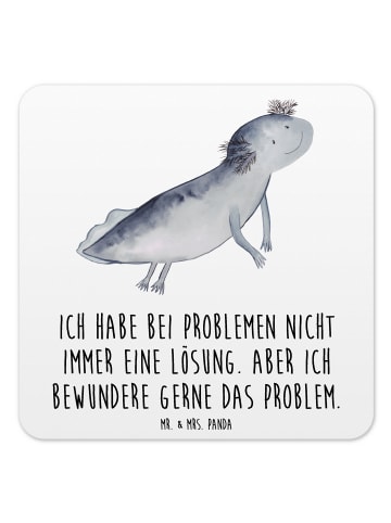 Mr. & Mrs. Panda Coaster Axolotl Schwimmen mit Spruch in Weiß