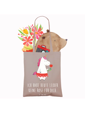 Mr. & Mrs. Panda Laptoptasche Einhorn Dame mit Spruch in Braun Pastell
